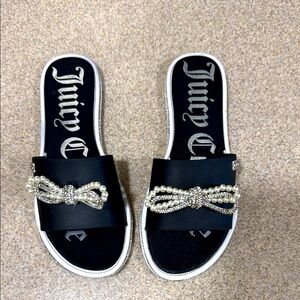 Juicy Couture Black Sandals with Crystal Bow